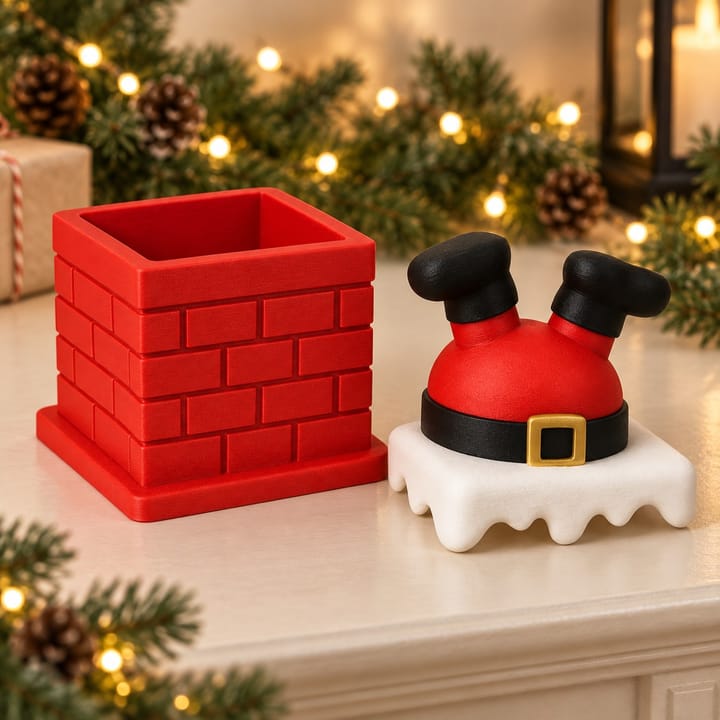 Boîte de Noël cheminée – Père Noël tête en bas