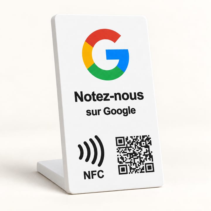 Présentoir avis Google : NFC et QR code personnalisés