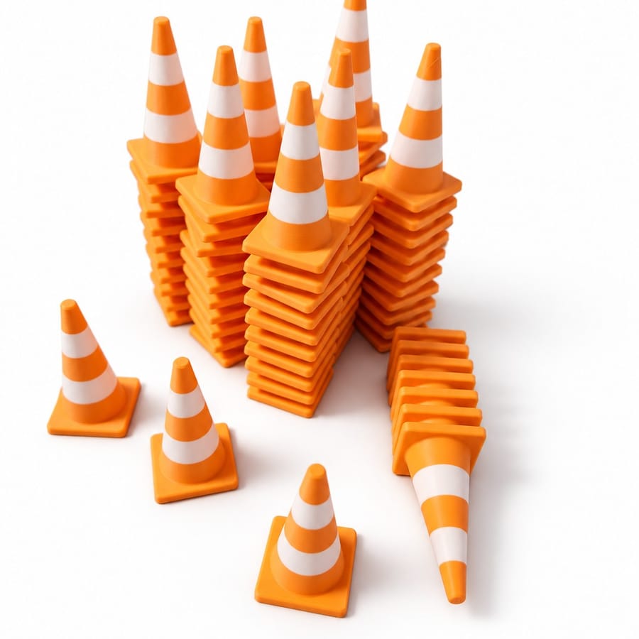 Mini cône de signalisation orange et blanc