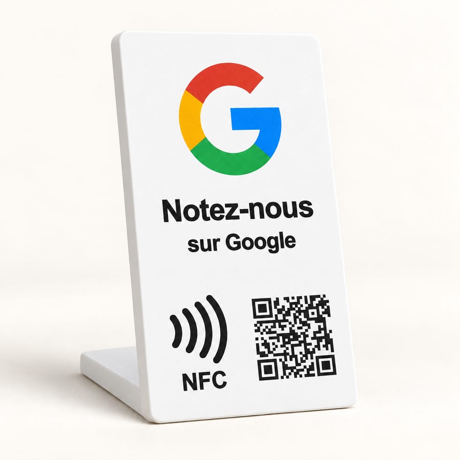 Présentoir avis Google : NFC et QR code personnalisés